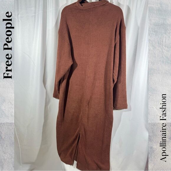 Free People Beach Blanca Maxi Dress Sweater Chenille Mock Rust Brown Siz SPNew - Picture 4 of 5
